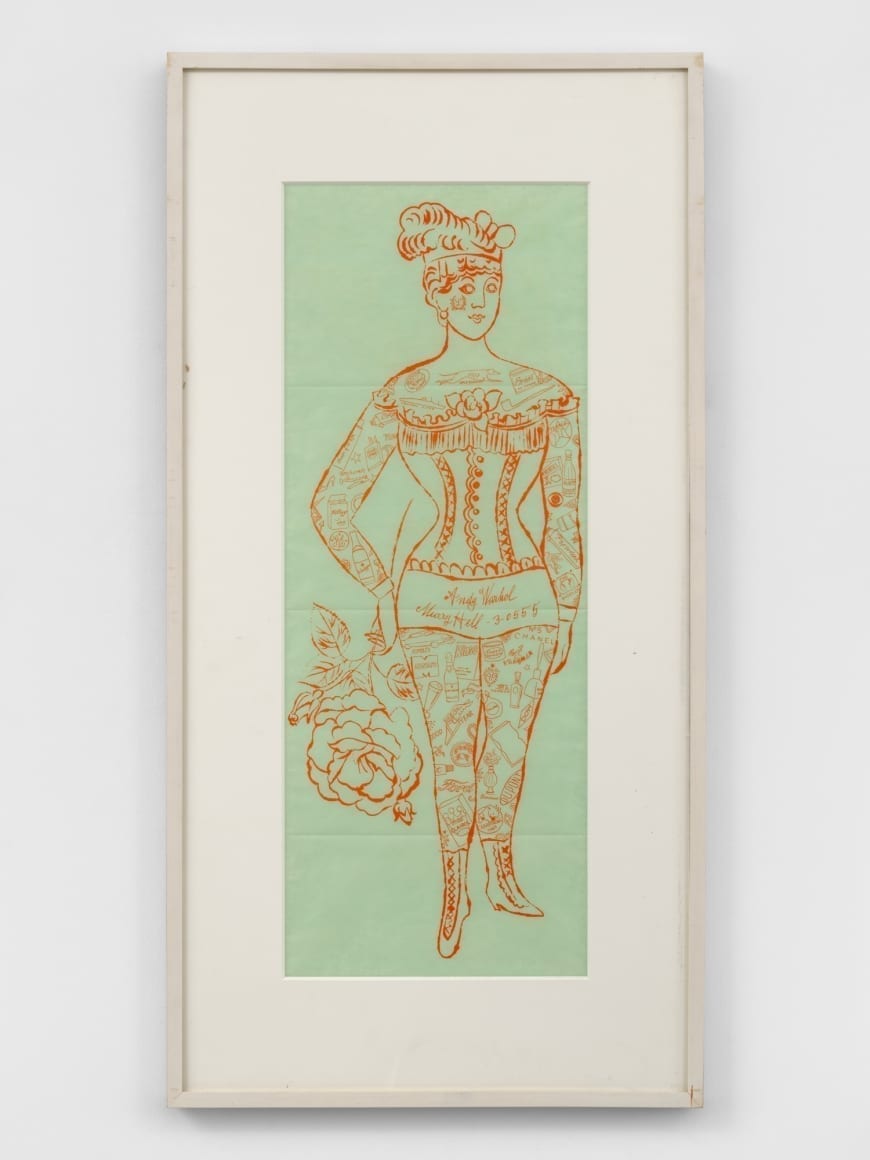 Tattooed Woman Holding Rose by Andy Warhol
