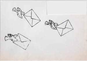 Untitled (Birds Carrying Envelopes), 1962