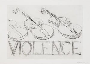 Violins, Violence, 1985, drypoint by Bruce Nauman