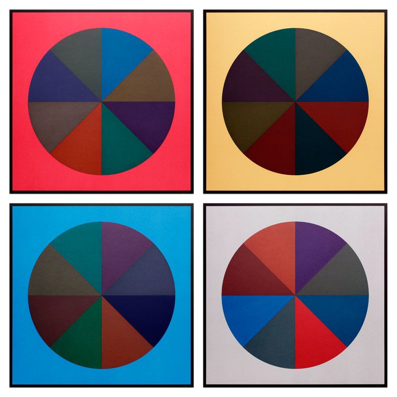 Sol LeWitt, Circles Divided into Eight Equal Parts with Colors Superimposed in Each Part, 1989, Complete set of four silkscreens, 30 x 30 inches (each)