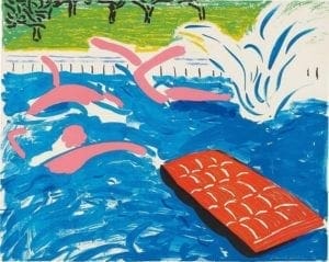 Afternoon Swimming, 1979, Lithograph in color on Arches paper by David Hockney