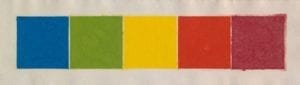 Ellsworth Kelly, Blue/Green/Yellow/Orange/Red (Colored Paper Image XXII), 1976-77, Colored and pressed paper pulp