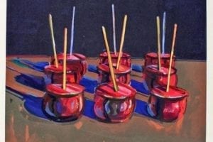 Candy Apples, 1987, Woodcut by Wayne Thiebaud