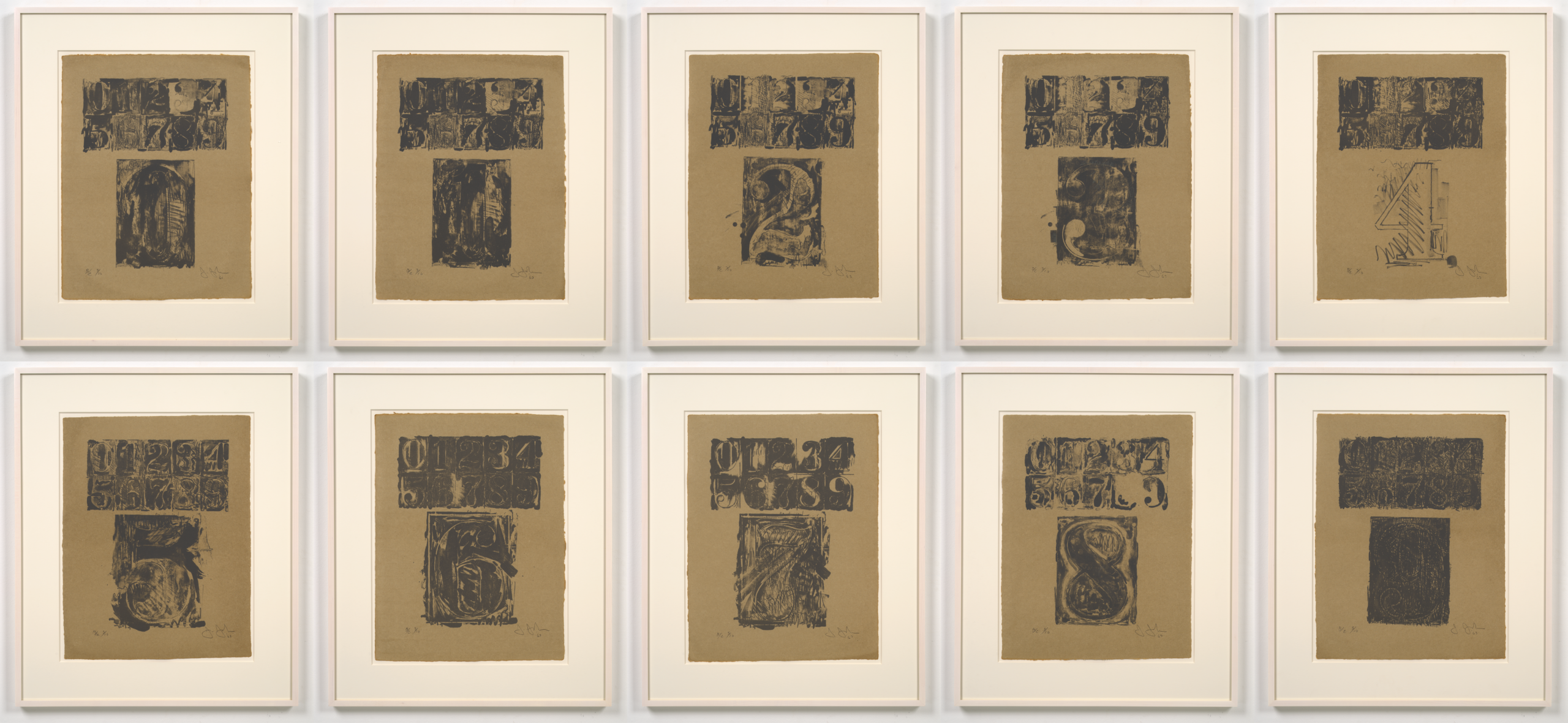 0-9, 1963, Lithographs by Jasper Johns