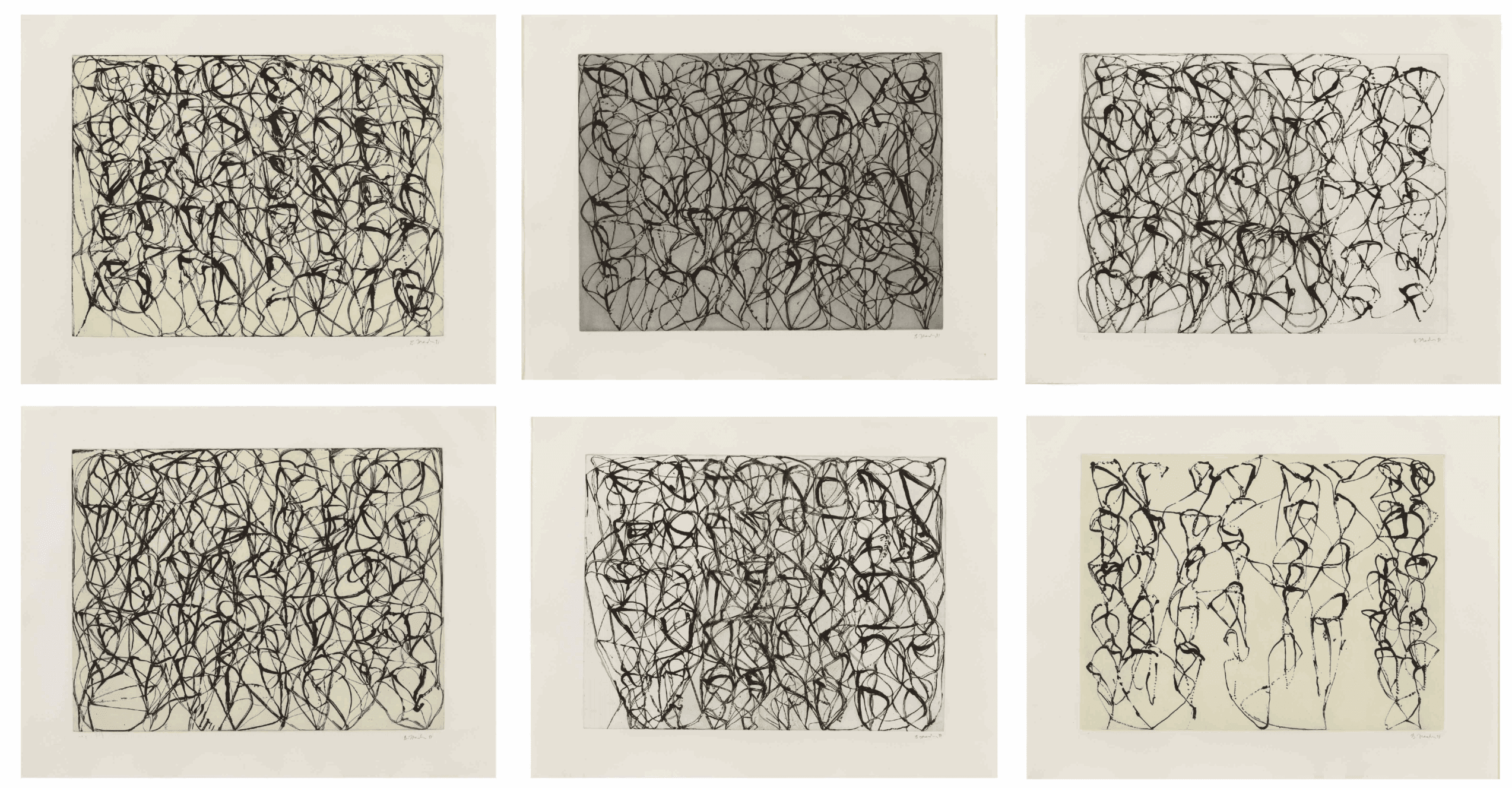 Brice Marden - Cold Mountain Series, Zen Studies 1-6