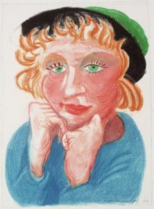 Celia with Green Hat by David Hockney