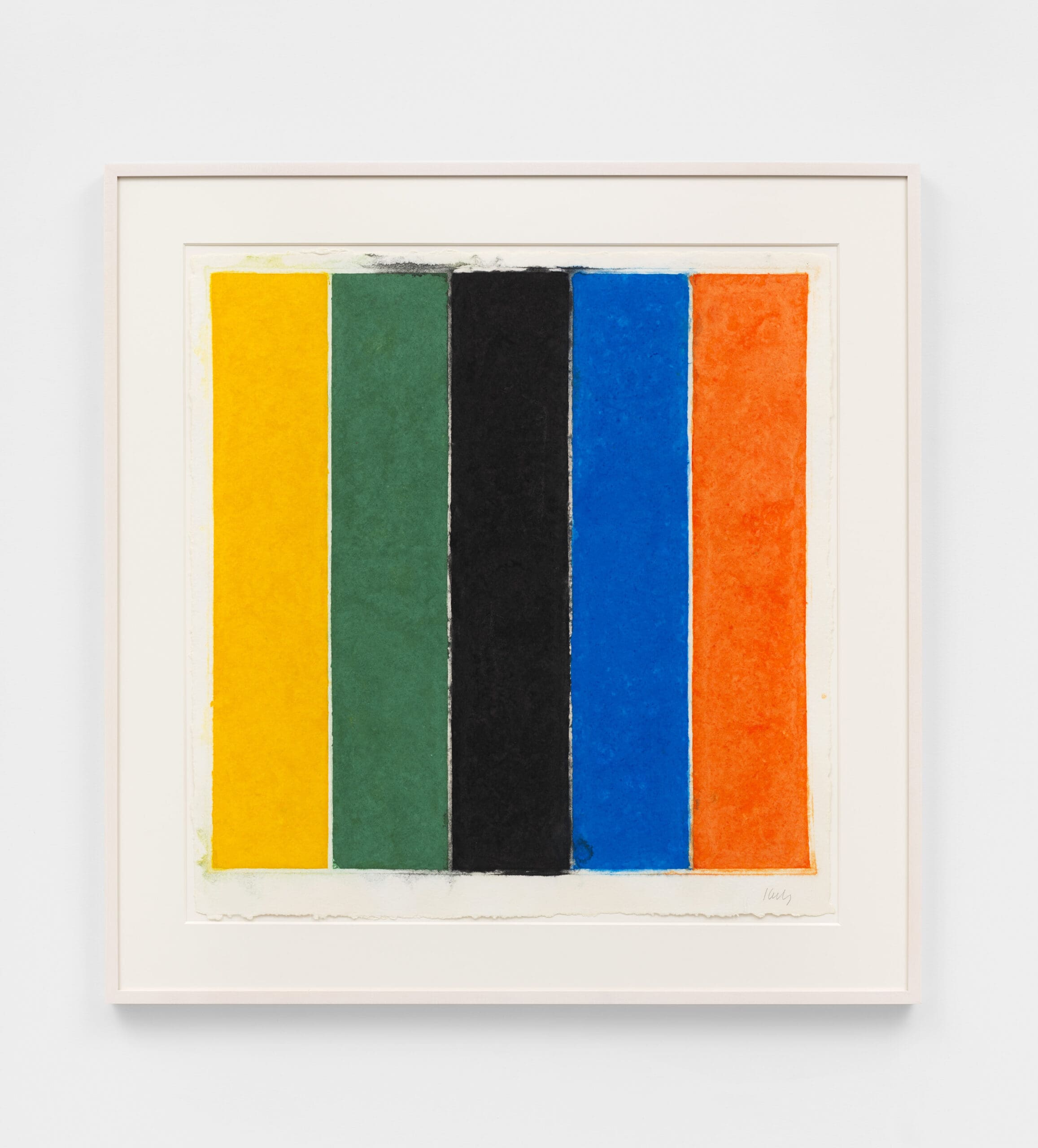 A picture of Colored Paper Image XIII (Yellow Green Black Blue Orange) by Ellsworth Kelly