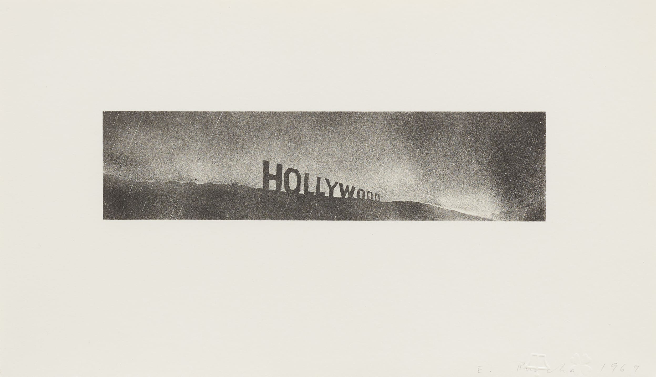 Edward Ruscha - Hollywood in the Rain, 1969, lithograph